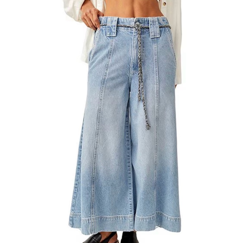 Free People Sheer Luck wide leg jeans sz 32 Hard to find size